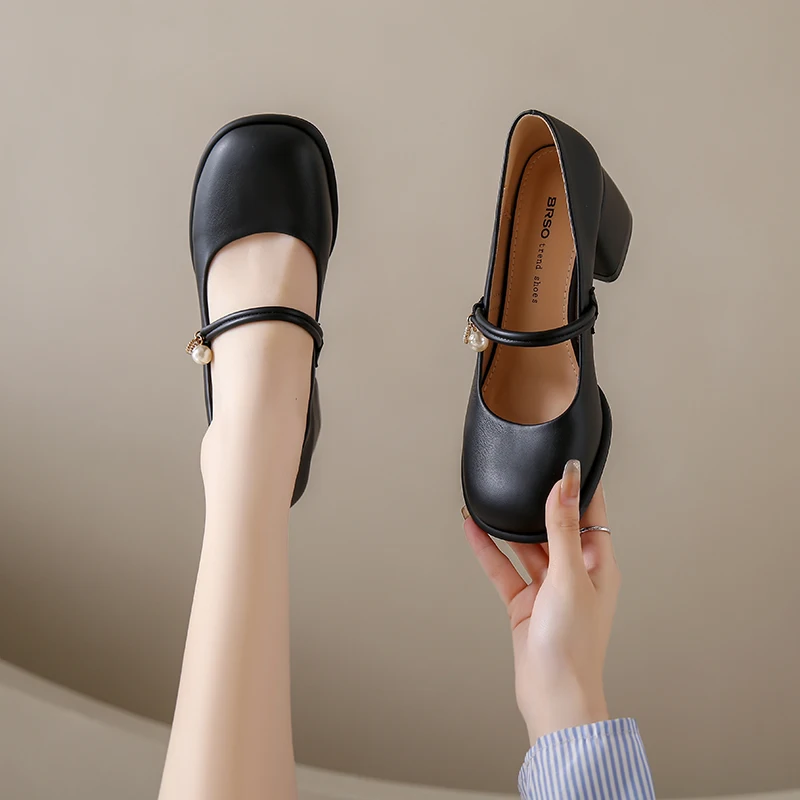 Туфли-лодочки женские на высоком каблуке с круглым носком