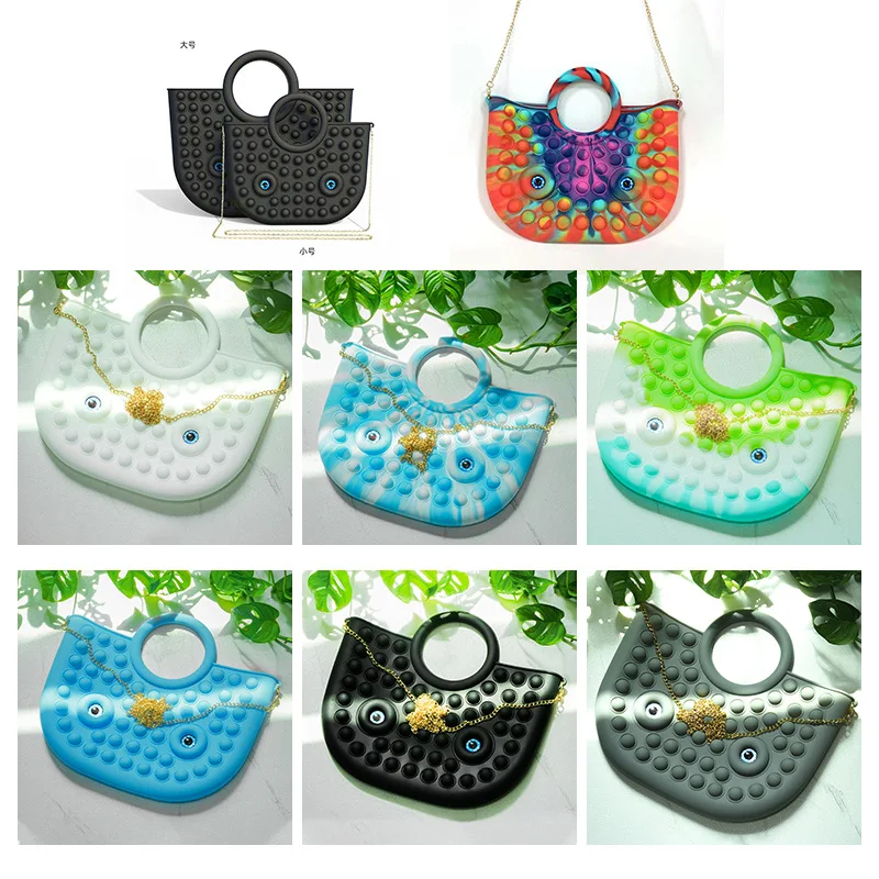

Модные игрушки-антистресс, нажимная Сумочка, растягивающаяся пузырьковая музыка, Новое поступление, силиконовая пузырьковая милая сумка, с...