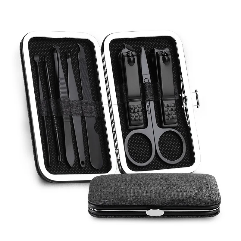 

8pcs/set Stainless Steel Nail Care Tool Sets Manicure Set And Kit Pedicure Scissor Tweezer Ear Pick Utility Nail Clipper Kits