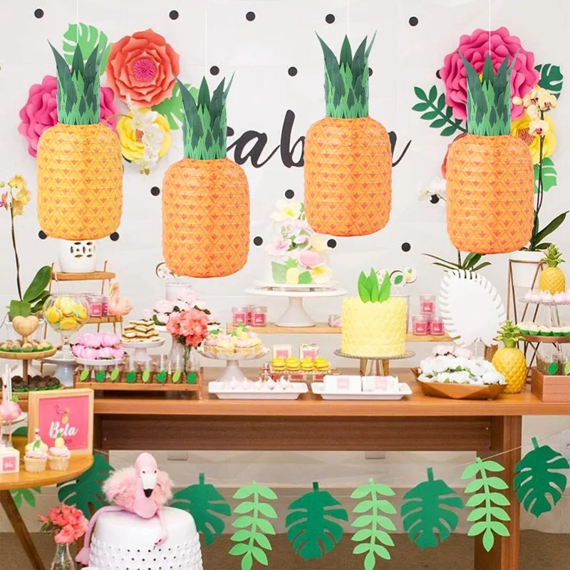

3D Strawberry Pineapple Paper Lantern Hawaii Theme Party Decoration Spring Festival Children's Portable Shaped Paper Lantern