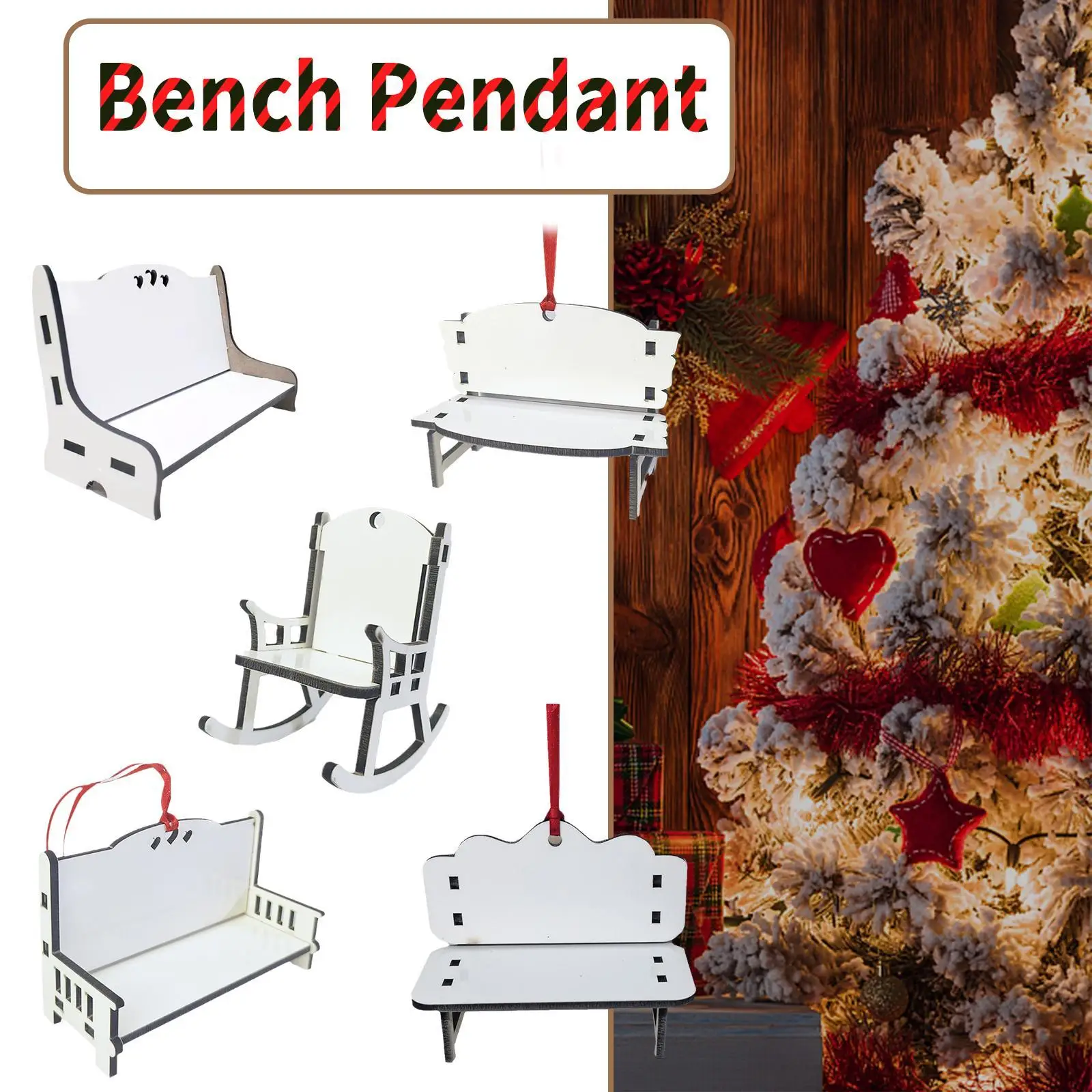 

1pc Christmas Tree Decor Sublimation Blank Heat Transfer Printing Decoration Pendant Two-sided Printing DIY Gifts Chair Pendant