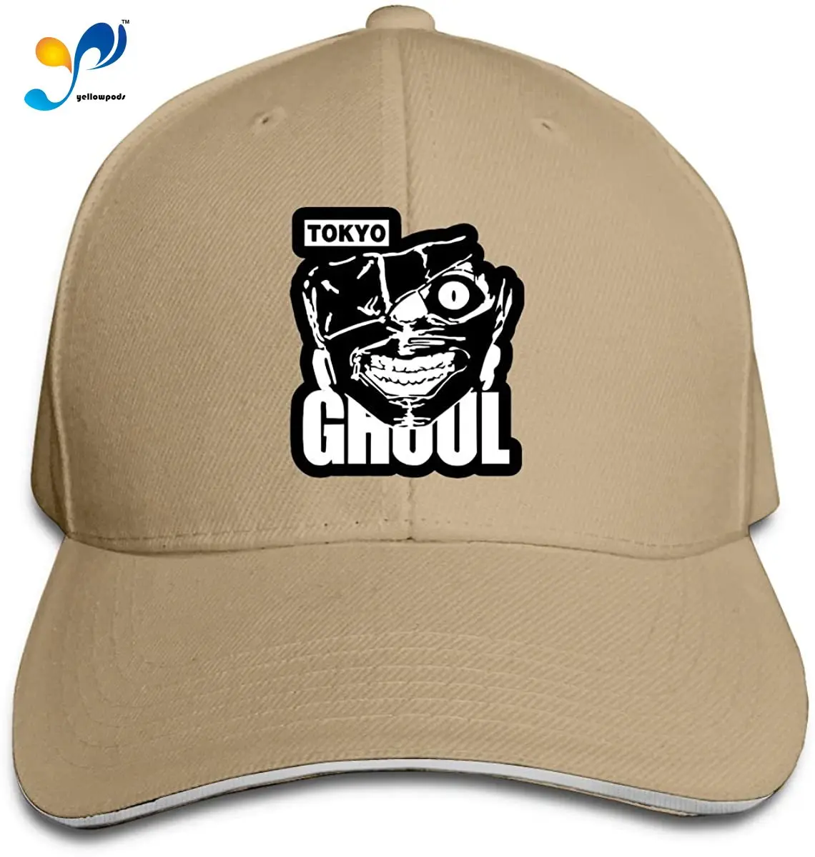 

Tokyo Ghoul Anime Hip Hop Baseball Cap Golf Trucker Baseball Cap Adjustable Peaked Sandwich Hat Black Unisex Casquette White