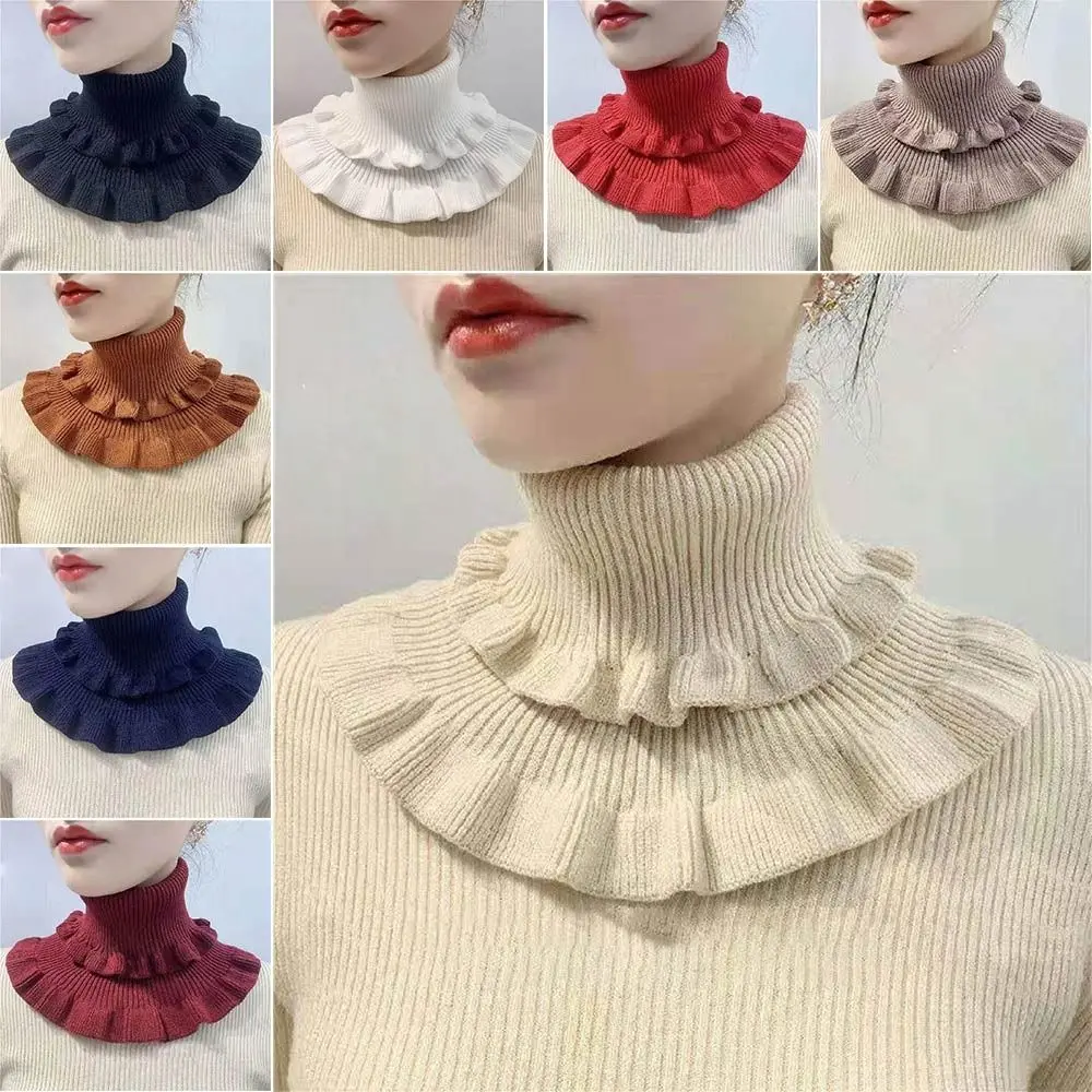 

Fashion Women Windproof Warm Scarf Turtleneck Neck Warmer Knitted Fake Collar