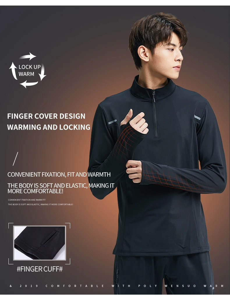 Fashion Sports Shirt Mens Tennis Shirts Quick Dry Sports Long Sleeves Autumn Gym Breathable Running T-shirts For Men With Zipper