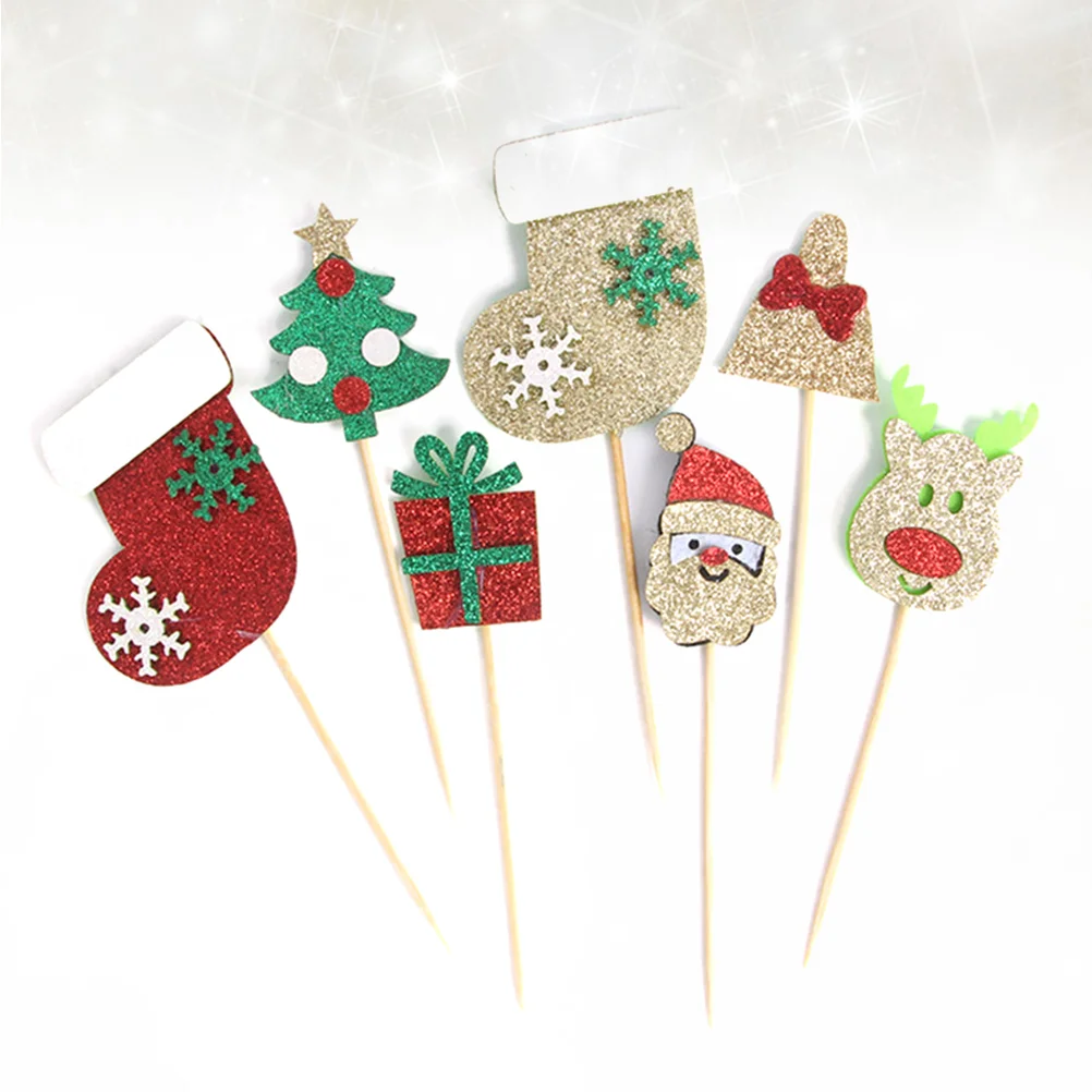 

35pcs Cake Decor Christmas Tree Bell Santa Gift Box Socks Creative Party Supplies