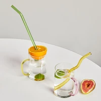 glass straws pyrex drinking milk tea long handle glass straws reusable twisted