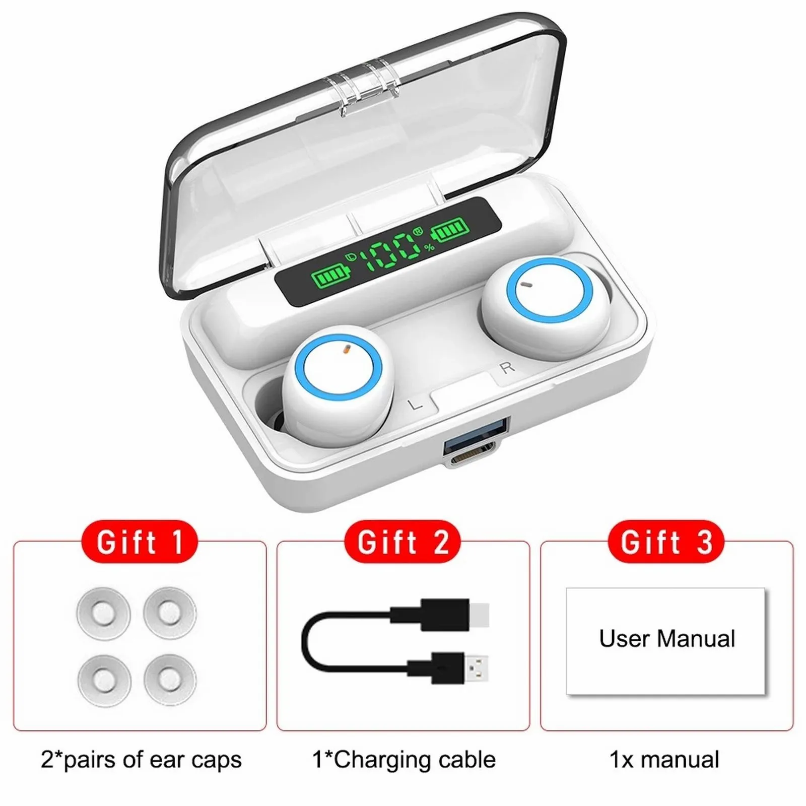 

Bluetooth 5.1 Digital Display Wireless Headphone Portable Charging Box Matching Earbuds Headphones Downfor compatible with beats