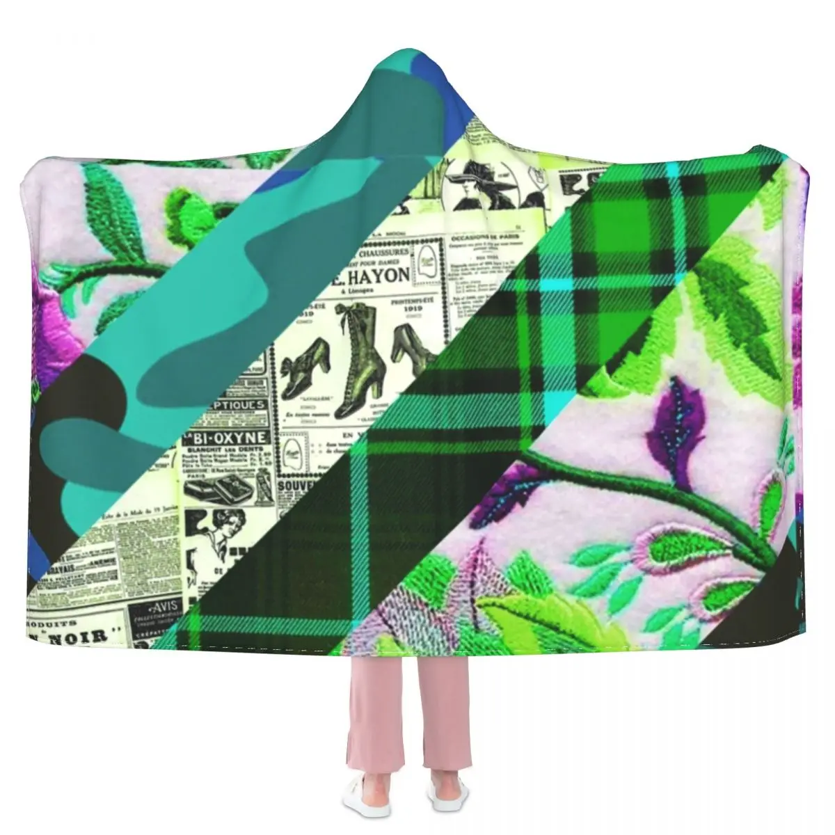 

Funny Newspaper Blanket Flowers Strips Print Fashion Cool With Hood Bedspread Fleece Meditation Super Soft Blanket