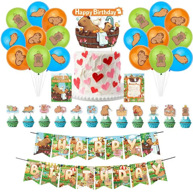 

Capybara Balloon Capybara Themed Birthday Banner Cupcake Toppers Balloons Easy To DIY Backdrop Kids Birthday Party Balloons Arch