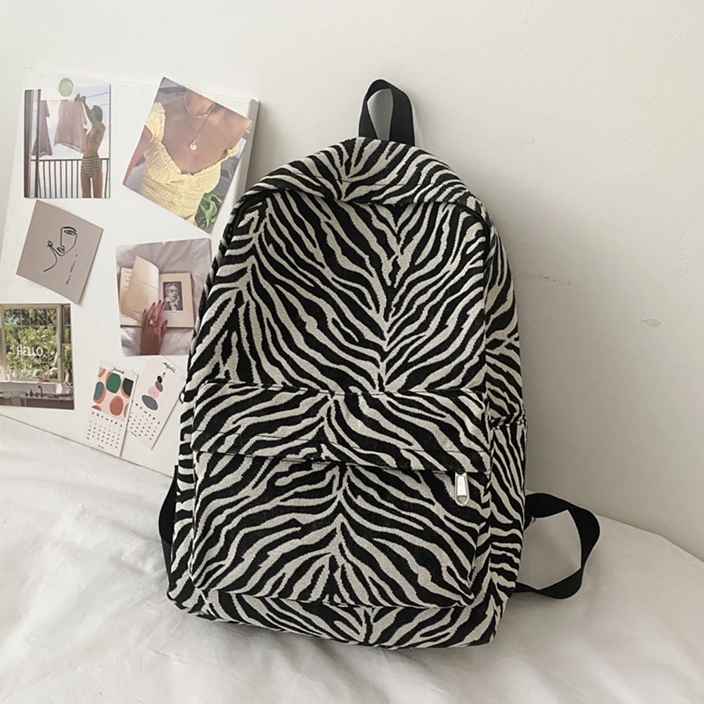 

Женская нейлоновая сумка с принтом зебры, женский рюкзак в стиле преппи, повседневный вместительный рюкзак, удобный рюкзак