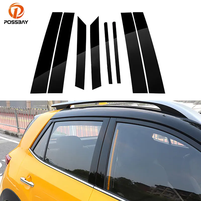 

8Pcs/Set Car Pillar Posts Glossy Piano Black for Kia STONIC 2018 2019 2020 2021 2022 Door Window Molding Cover Stickers