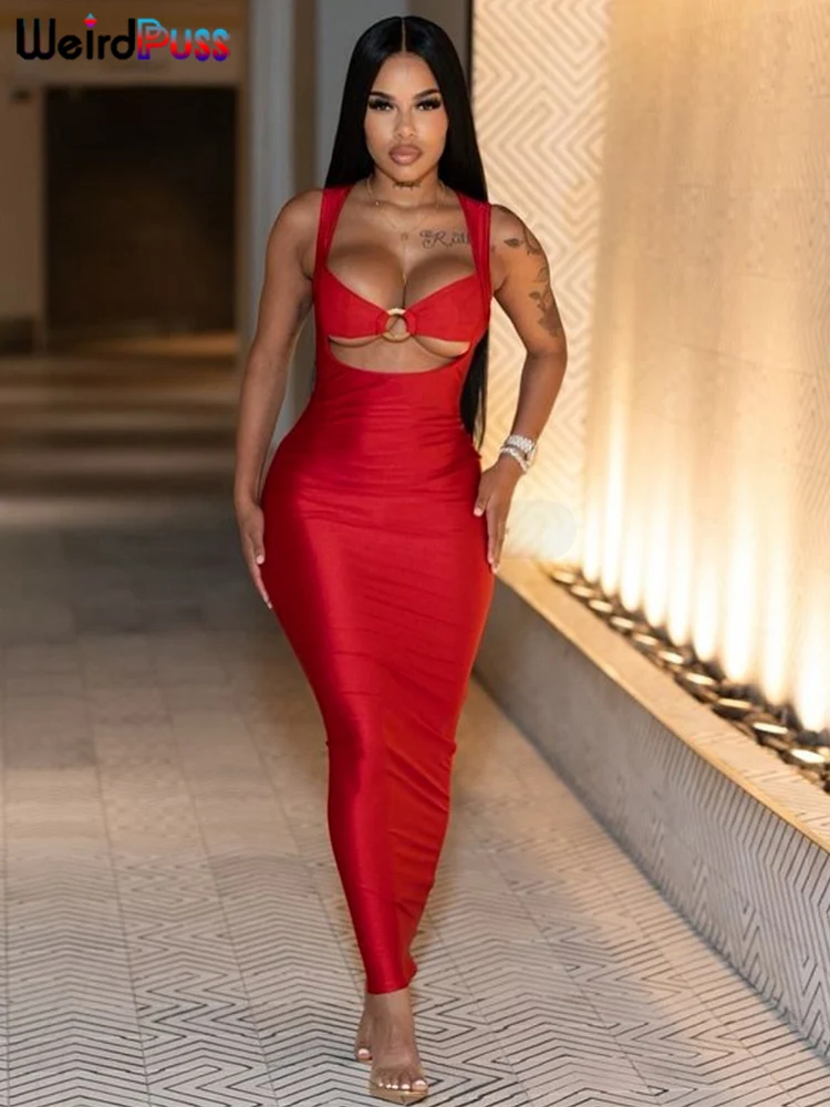 Weird Puss сексуальное вечернее платье с открытой спиной облегающее без рукавов