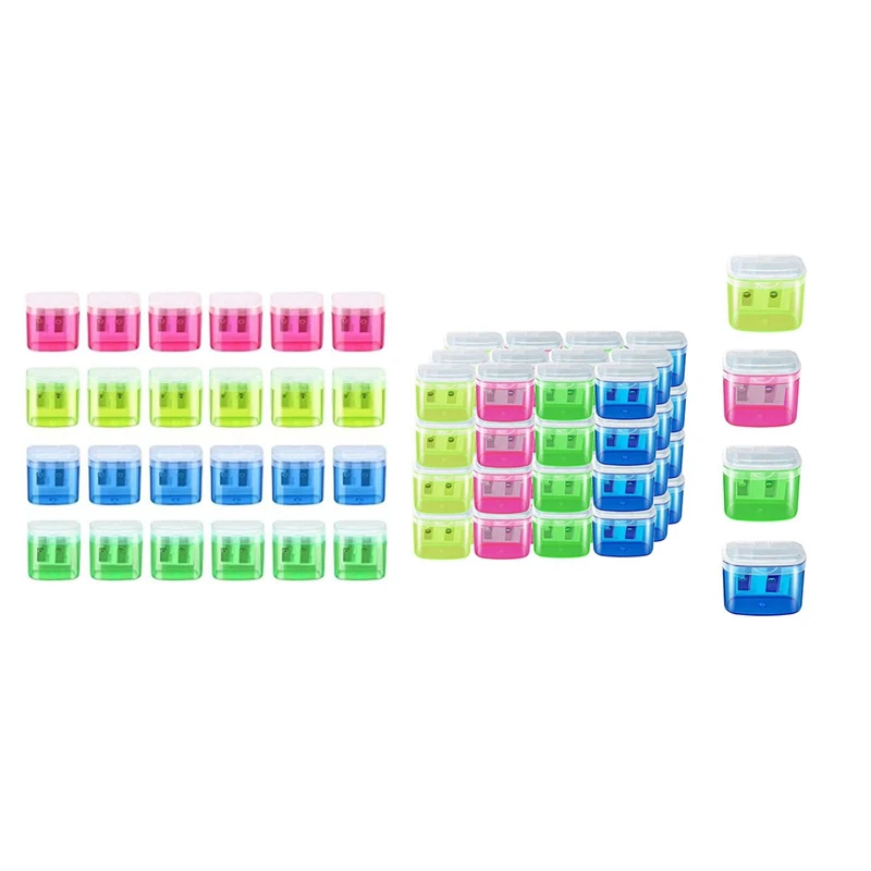 Sharpeners Manual Dual Holes Pencil Sharpener Portable Colorful Crayon Sharpener With Lid