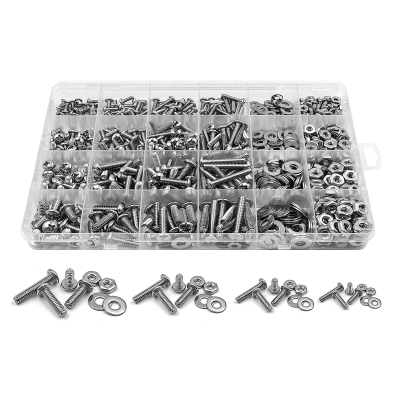 

700 Pcs Nuts And Bolts Assortment Kit With Case,Stainless Steel Screw & Bolt Head Assortment Screws Flat Washers
