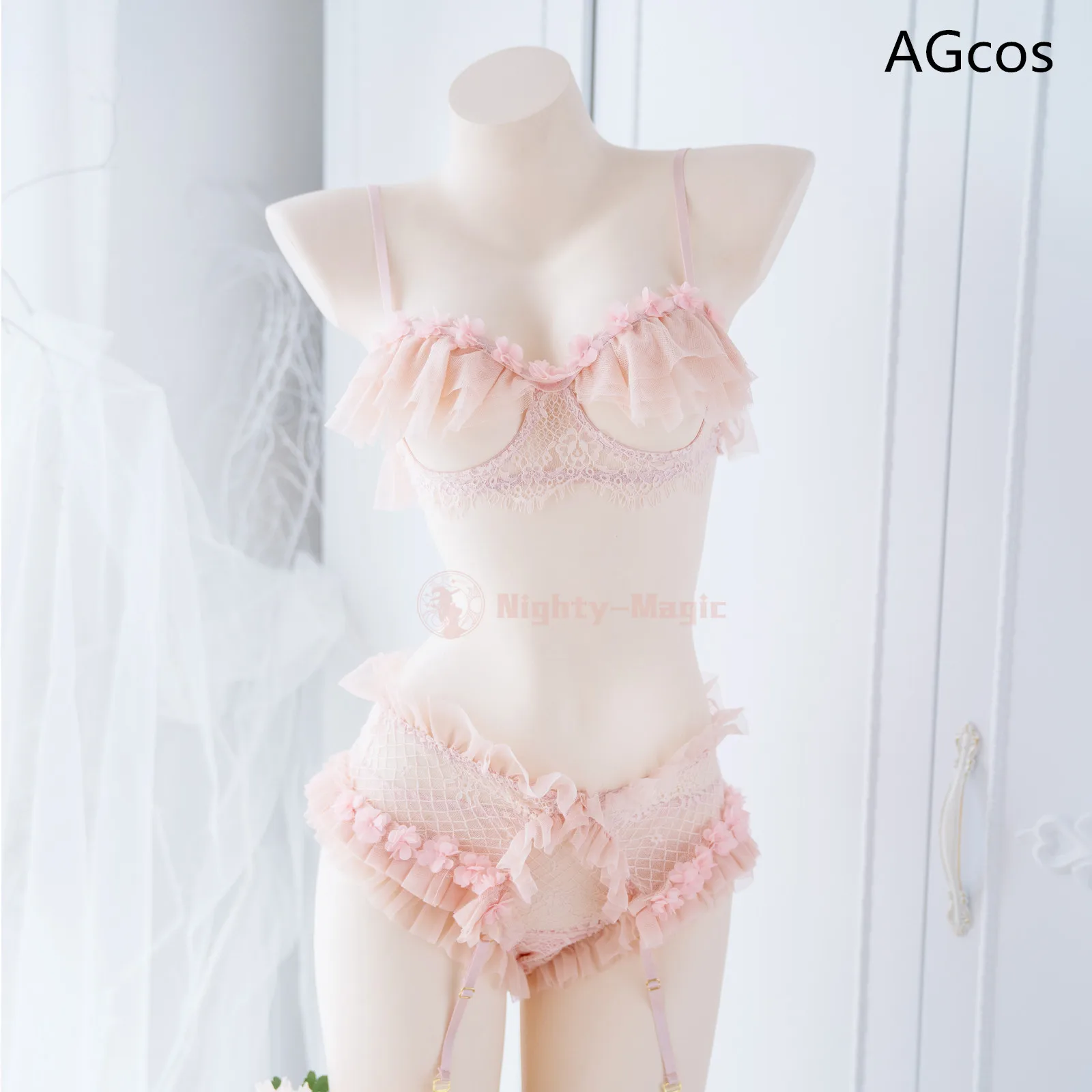 

Оригинальный дизайнерский розовый сексуальный женский бюстгальтер AGCOS, милый сексуальный косплей