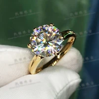 yanhui 18k yellow gold color tibetan silver ring 2 0ct zirconia simulated diamond wedding band for women luxury jewelry r169