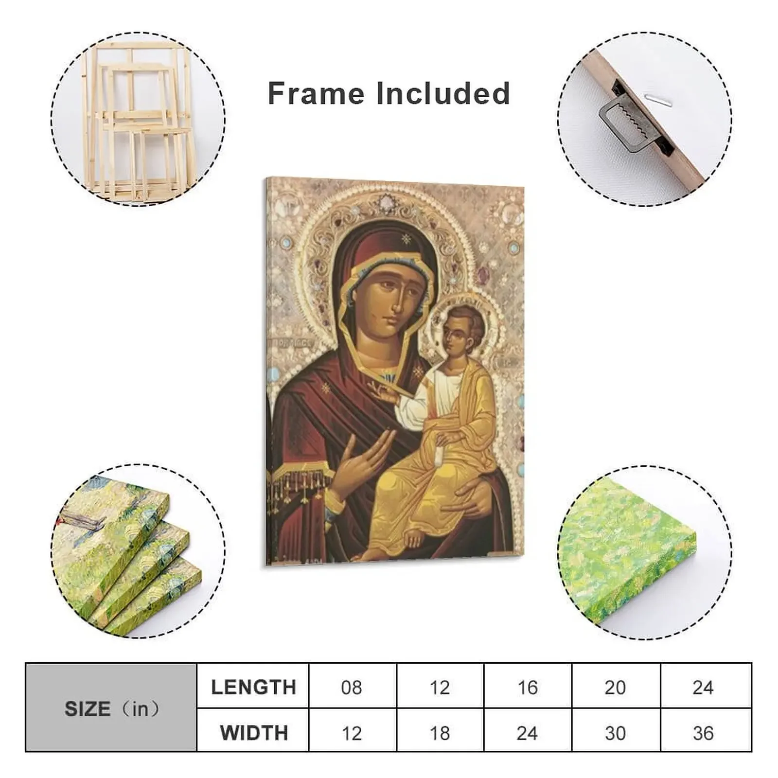 Дева Мария и Малыш Иисус: Иверон Теокоз Холст Картина постеры для стены японский