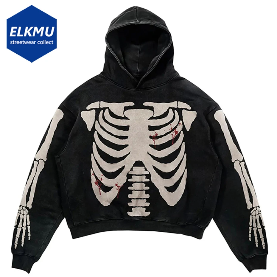 

Skeleton Printed Hoodies Men's Hi Street Oversized Hoodie Streetwear Harajuku Hip Hop Pullovers for Male
