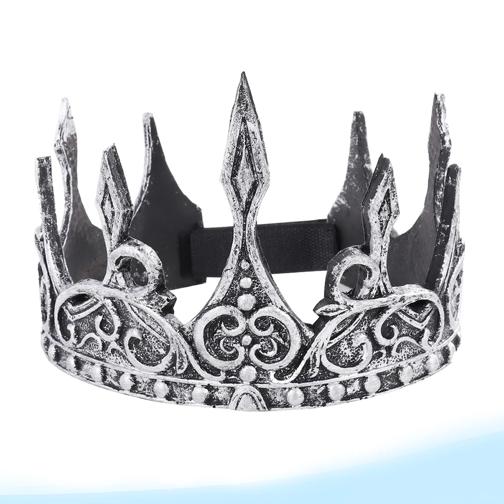 

Silver King Medieva Crown Headband PU Crown Men Crown Headdress Party Favors