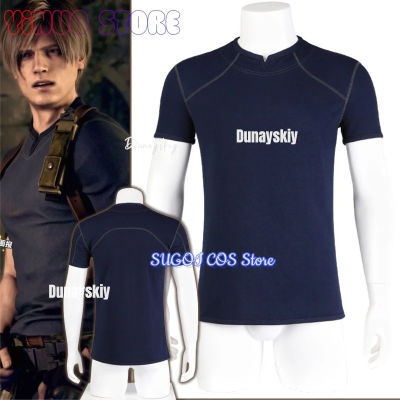 Фото Биологическая опасность Resident 4 Remake Leon S Kennedy Evil 코스프레 Fantasia Костюм Sirt Маскировка Взрослый мужской парик Костюмы на Хэллоуин №1