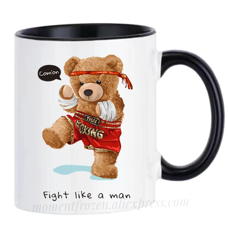 

Thai Boxing Boxer Bear Mugs You Can Make It Through Coffee Tea Cups Friends Gifts Coffeeware Home Decal Teaware Beer Drinkware