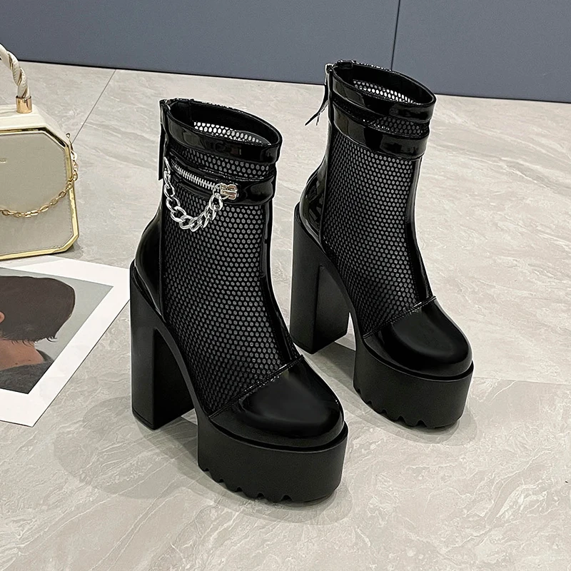 Осень 2023 новые женские модные непромокаемые сетчатые дышащие кожаные сапоги до