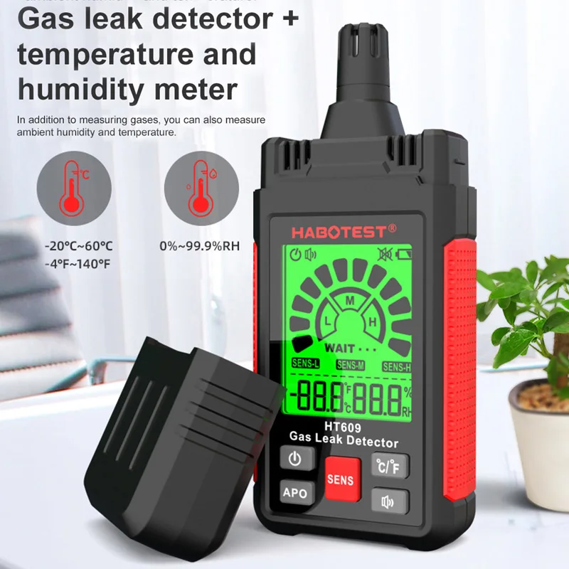 

HABOTEST HT609/HT60 Leak Detector With LCD Display Gas Detector Temperature And Humidity Function Combustible Gas Analyzer