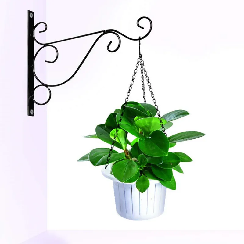 

1Pc Hanging Plants Bracket European Style Wall Flower Pot Support Bracket Hook Iron Hanger Plants Holder Balcony Home Decoration