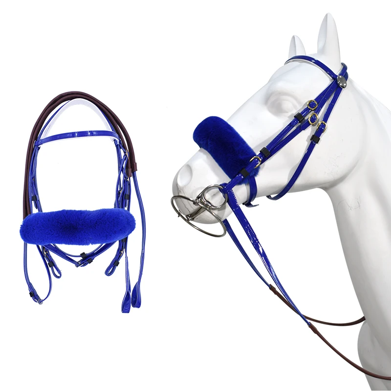 Padded rading Leather Bridle for Horses  with EU Inspired Buckle | Includes Web Reins with Hand Stops | Leather Hors