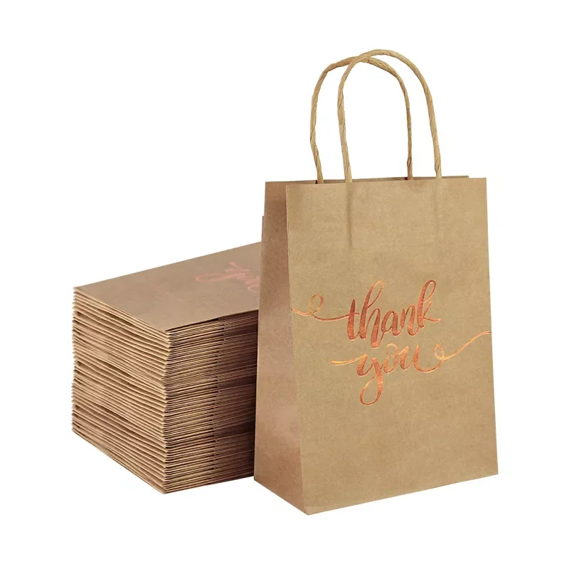 

Portable Paper Bags Thank You Gift Packaging Bag for Thanksgiving Wedding Birthday Guests Navidad Christmas Present Bag 6P