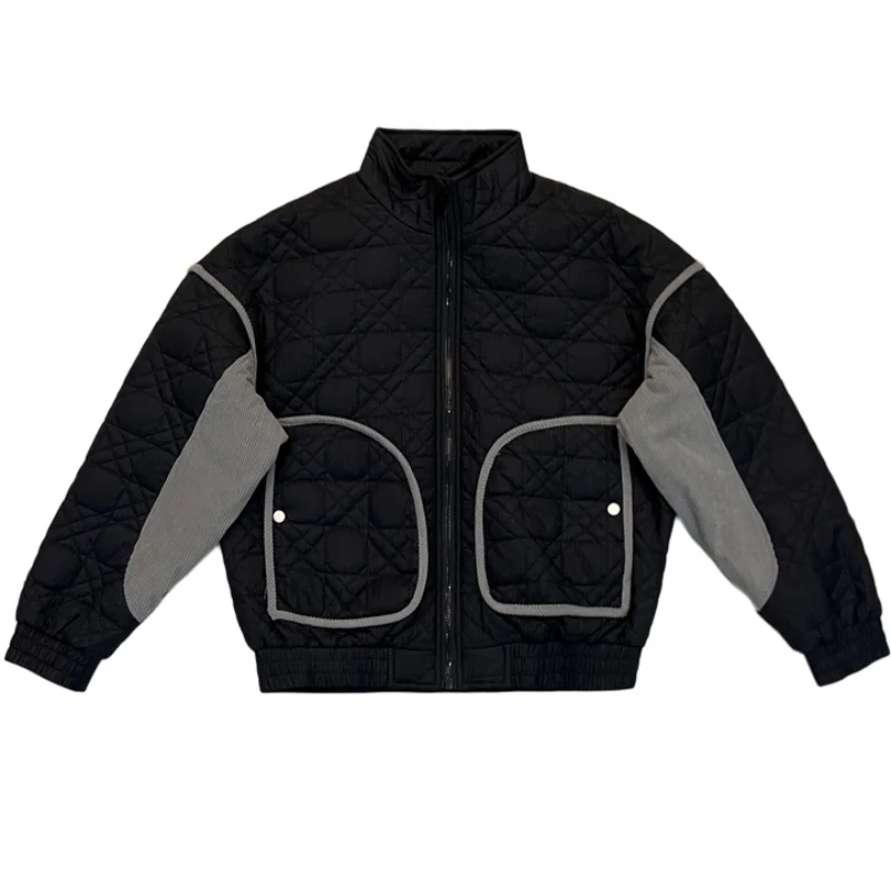 2022 Contrast Stitching Men Jackets Winter Thickened Warm Stand Collar Overcoat Windproof Casual Puffer Parkas Streetwear Coats