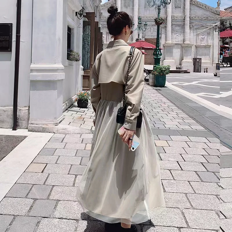 Женский модный темпераментный однобортный костюм с воротником тренчкот