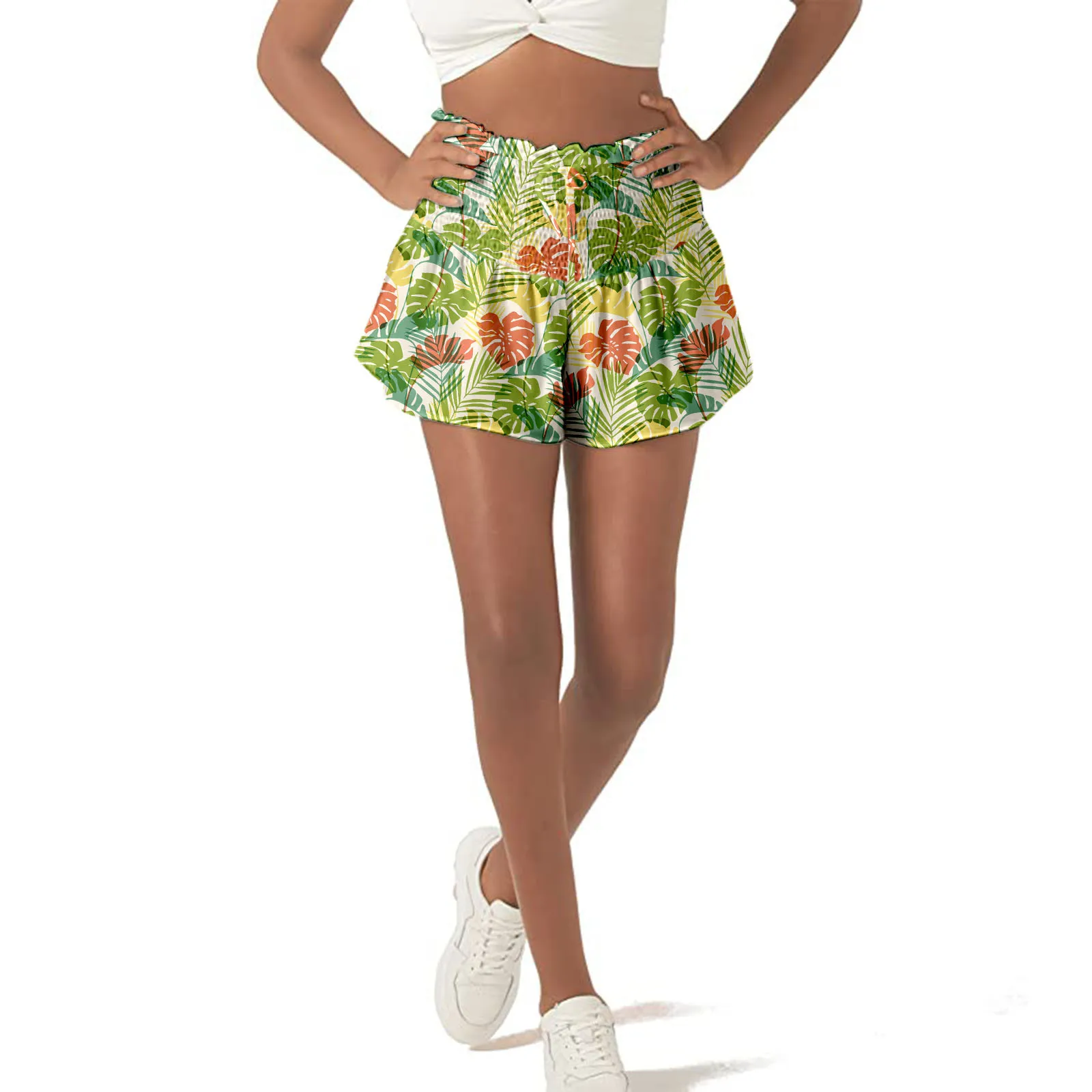 

Women Casual Shorts Summer Sports Elastic Waist Strap Printed High Waist Colored Jeans Leggings under 10