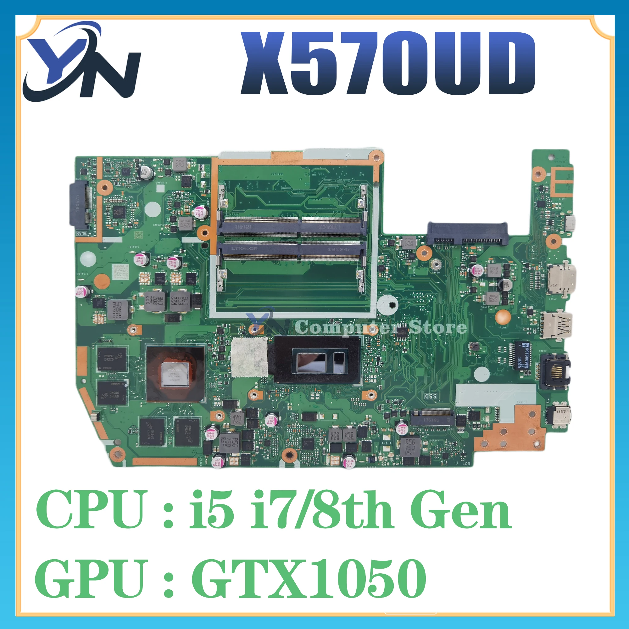 

X570UD Notebook Mainboard For ASUS TUF YX570U YX570UD X570U FX570U FX570UD Laptop Motherboard I5 I7 8th Gen GTX1050 100% TEST OK