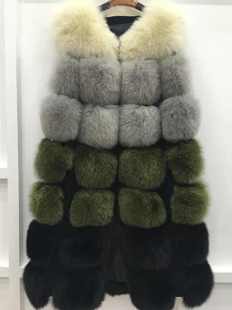 New in Hot New Faux Fur Vest Coat Winter Sleeveless Jacket Women Fake Fur Patchwork Color Thick Outwear Female Faux Fur Vest y2k