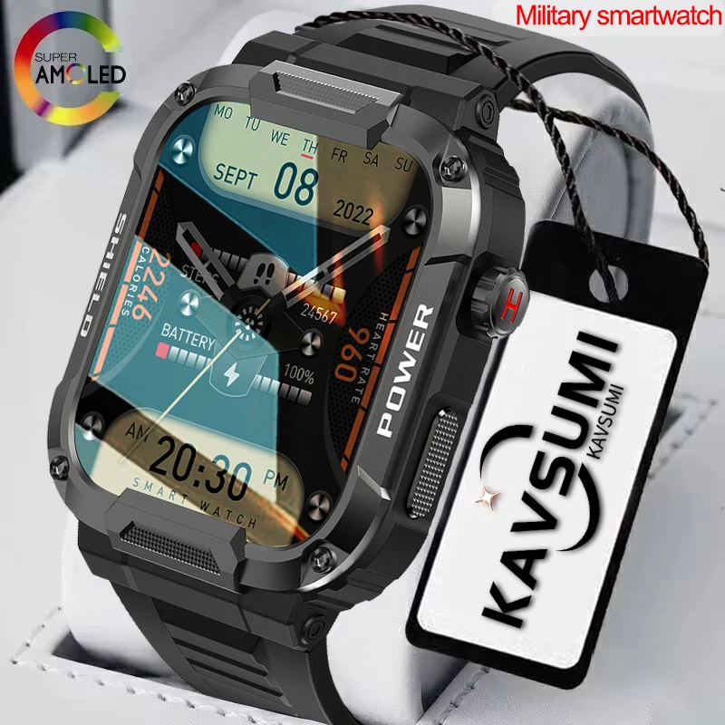 

New Bluetooth Call Military Smartwatch Men Heart Rate Blood Pressure Health Smart Watches Recording IP68 Waterproof Clockes 2023