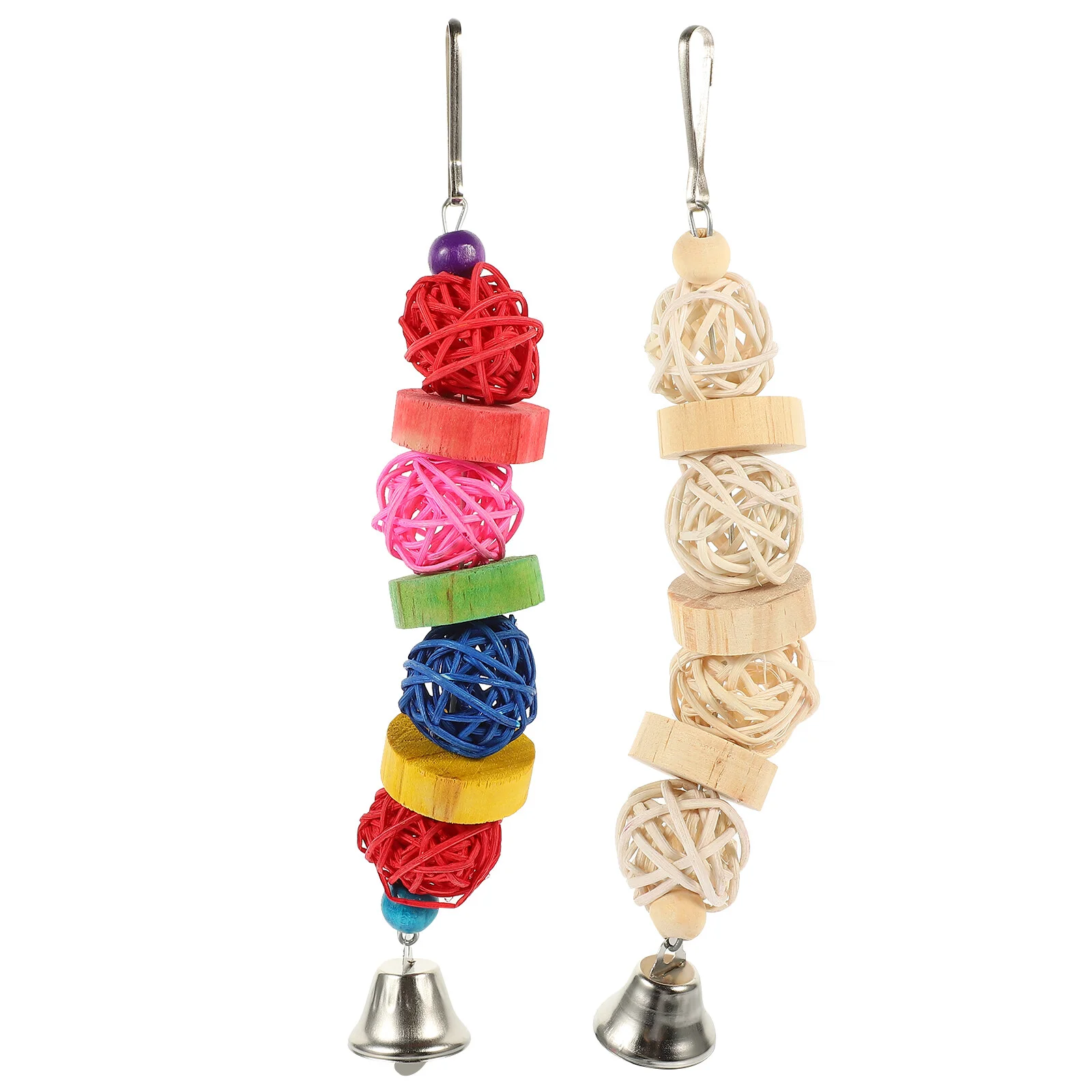 

2 Pcs Chew Toys Decorate Parrot Diversion Bird Parakeets Chewing Molar Wooden Birds