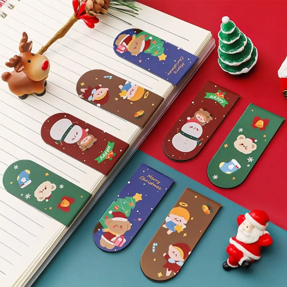 

Cartoon Christmas magnetic bookmark cute girl personalized fine creative bookmark double-sided paper book page clips