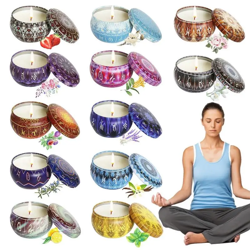 

Scented Candles 12 Pieces Candles For Home Scented Aromatherapy Candles Natural Soy Wax Candles Portable Travel Jar Candles