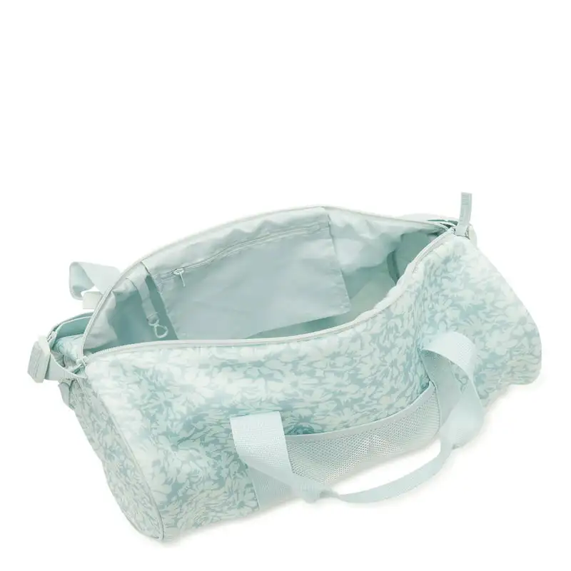 Chic, Lightweight Women's Green Plyo Print Duffel Handbag with Adjustable Shoulder Strap - Spacious and Perfect for Travel & Eve