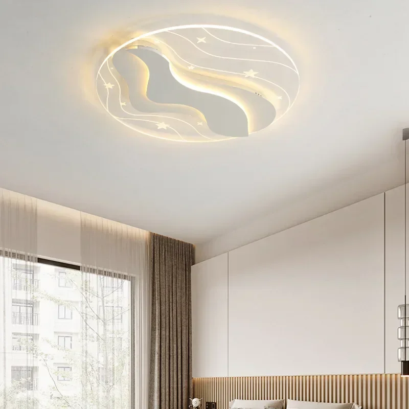 

New Romantic Warm White Ceiling Lighting Creative Round Design Led Lamp for Bedroom Living Room Remote Control Dimming Fixtures