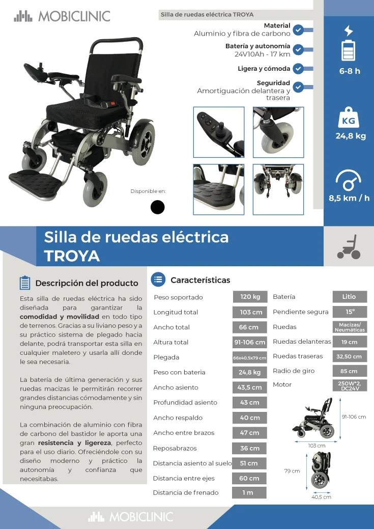 Электрическая инвалидная коляска | Складная Auton. 17 км Алюминий 24 В светильник