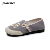 wide toe slip on loafers for women spring summer embroidered casual shoes female ethnic flats cow muscle sole dress shoe