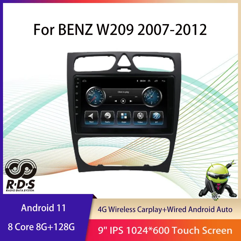 

2din Android 11 Auto Radio Stereo For BENZ W209 2007-2012 Car GPS Navigation Multimedia Player with RDS BT Wifi 4G Carplay