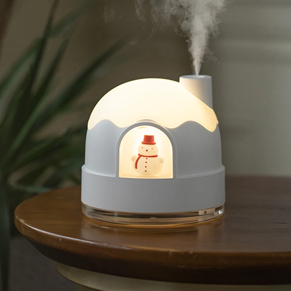 350ML Snow House Humidifier USB Aroma Essential Oil Diffuser With LED Light Aroma Mist Diffuser Night Lamp Silent Spray Maker