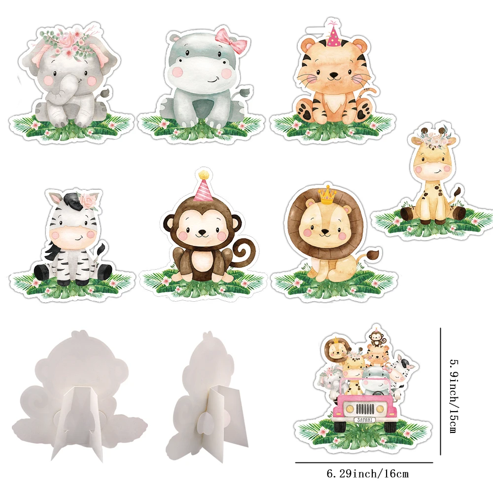 Набор из 8 картонных украшений в виде диких животных зверята знакомимся с детенышами диких животных