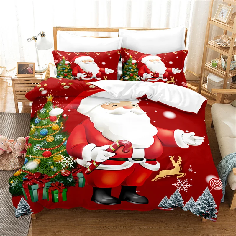 

Red Christmas Bedding Set Duvet Cover Holiday King Quilt Cover Christmas Decorative Children's Bedroom Hotel Duvet Cover Set