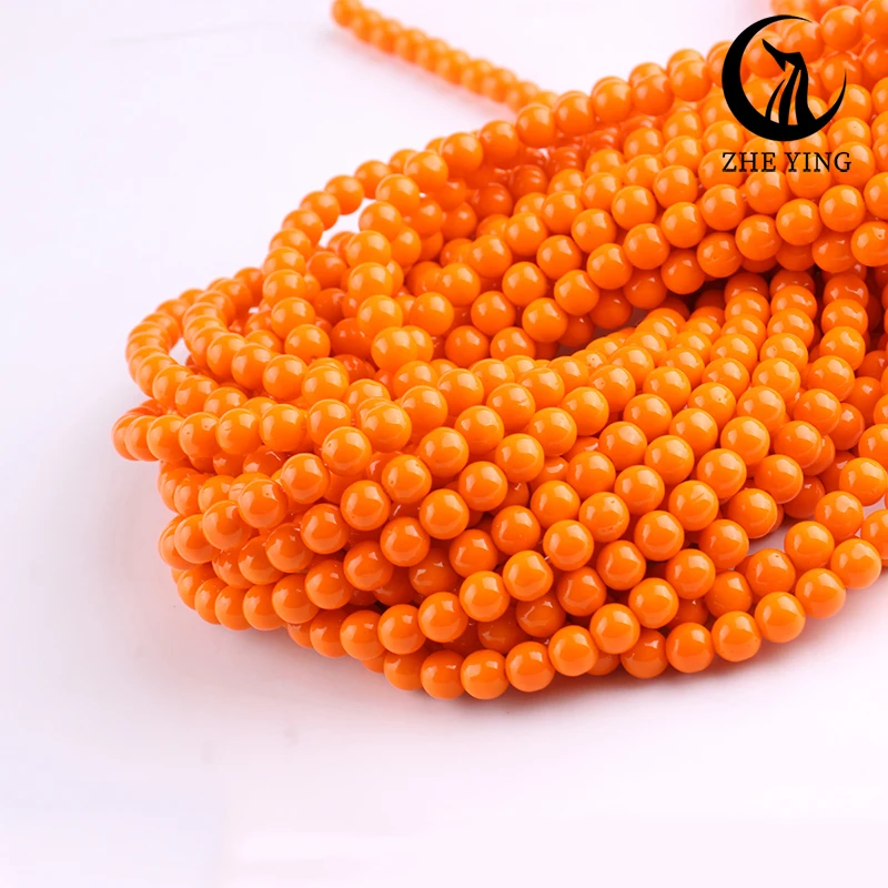 

Zhe Ying 6mm Orange Crystal Glass Beads Round Smooth Loose Beads for Jewelry Making Bracelet DIY Strand 15''