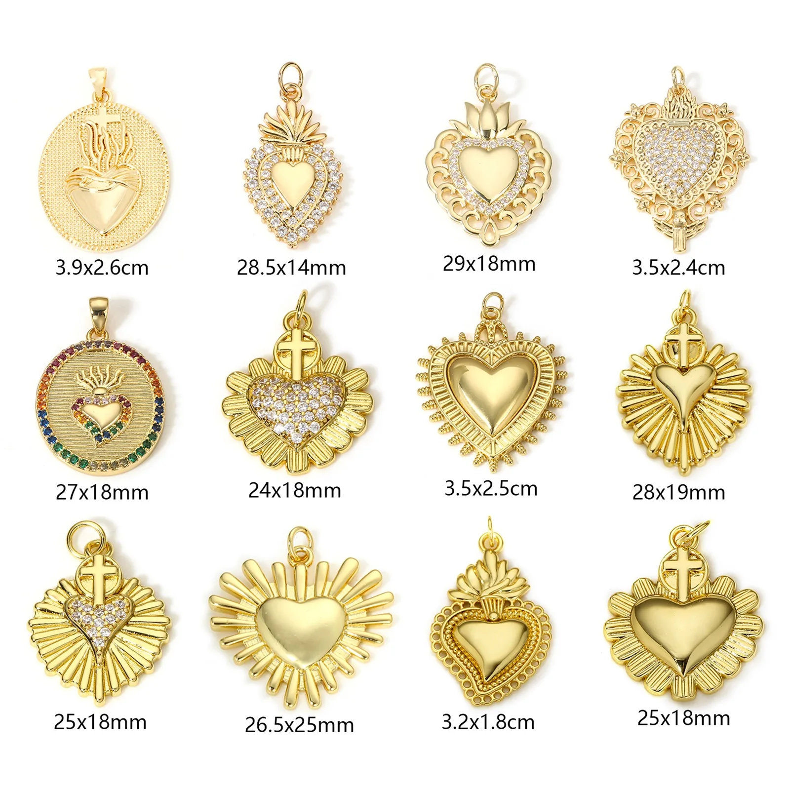 1 шт. винтажные медные Подвески золотого цвета в форме сердца Креста кулона из