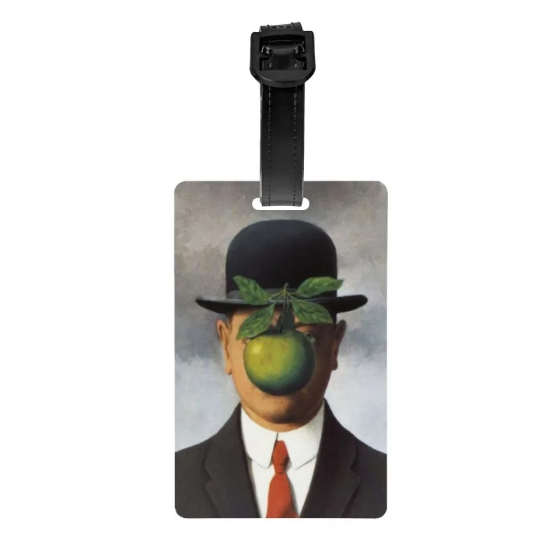

Персонализированная бирка для багажа Rene Magritte, сын человека, защита конфиденциальности, итальянский художник, бирки для багажа, этикетки для дорожных сумок, чемоданов